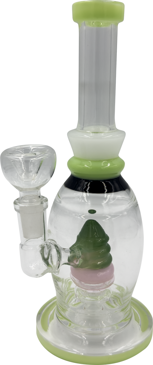 8" Multi-Slime Ribbed Perc Hanger Bong/Rig | Assorted Colors