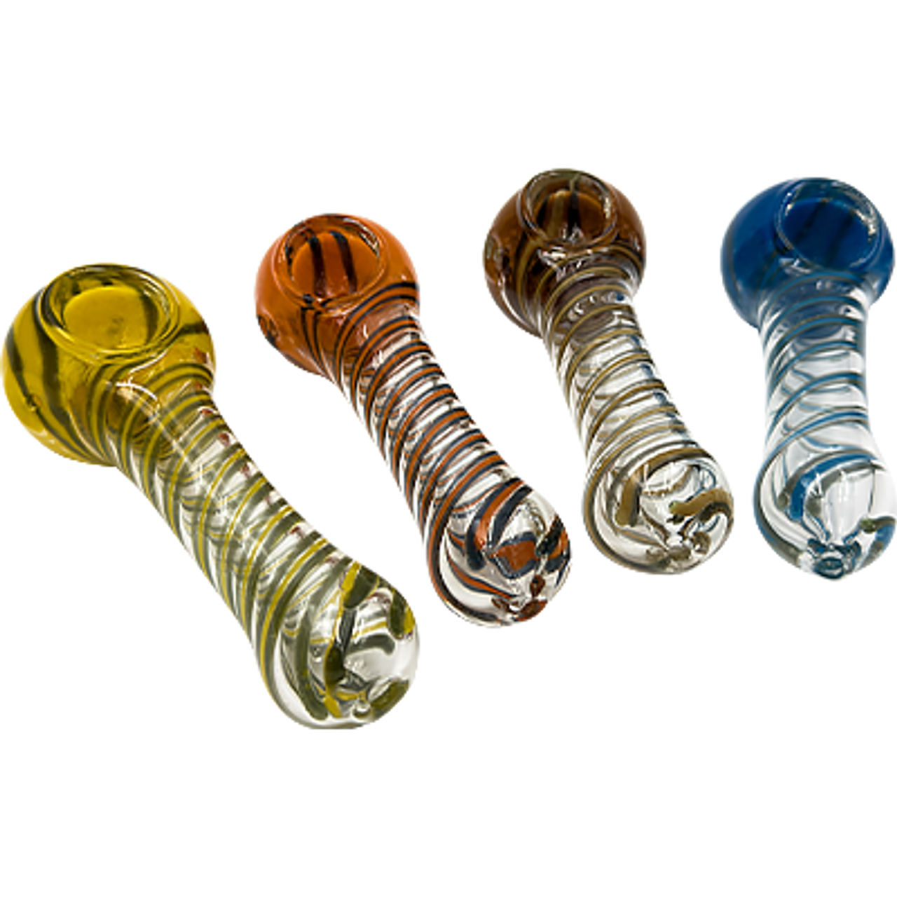 4" Ribbon Spun Hand Pipe with Frit Head | Assorted Colors