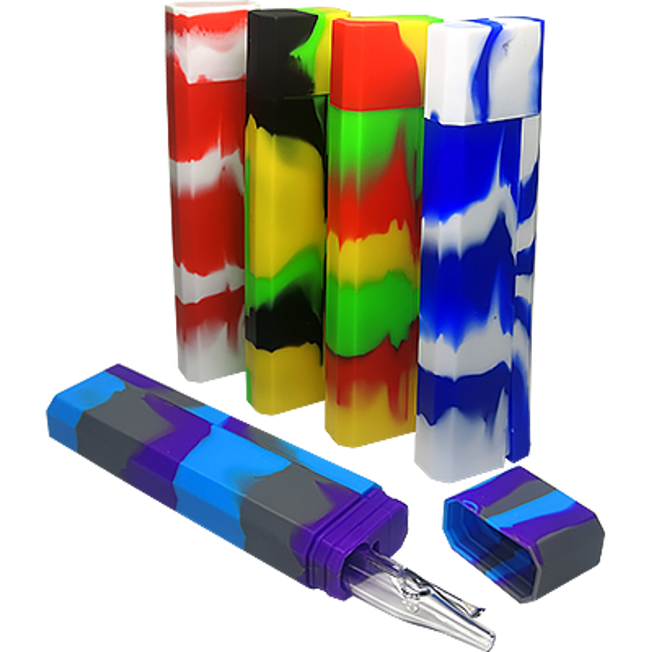 6 Silicone Bazooka Dab Straw, Assorted Colors