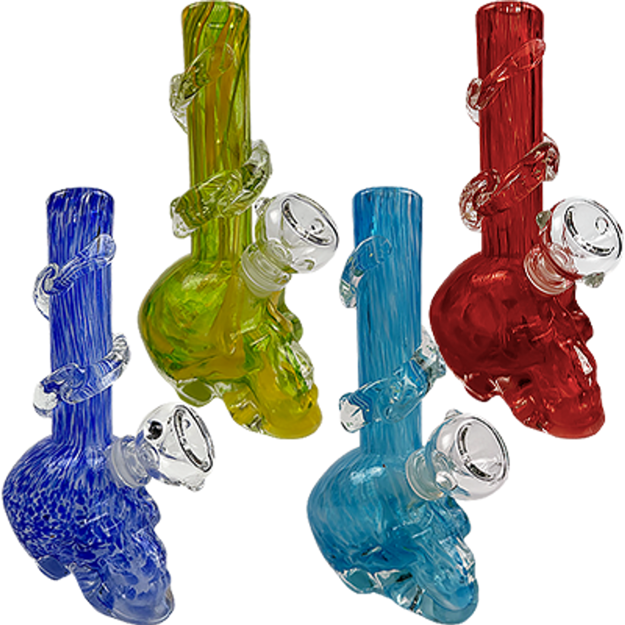 7" Soft Glass Skull Water Pipe | Assorted Colors