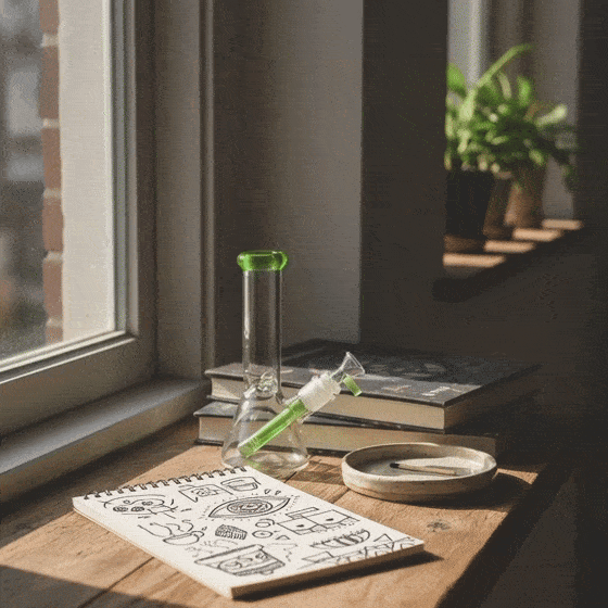 LuvBuds - 8" Color Accented Beaker Bong, Assorted Colors May Vary (Generated with AI which can make mistakes)