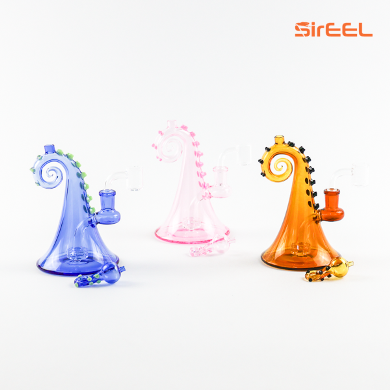 7" SirEEL Octopus Mini Dab Rig w/ Matching Carb Cap & Banger | Assorted Colors