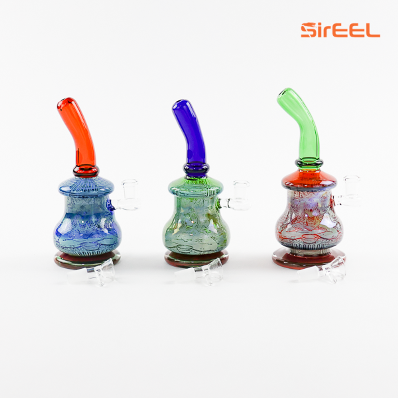 SirEEL - 9" Etched & Fumed Skull Design Rig with Flower Bowl, Assorted Colors May Vary SirEEL - 9" Etched & Fumed Skull Design Rig with Flower Bowl, Assorted Colors May Vary