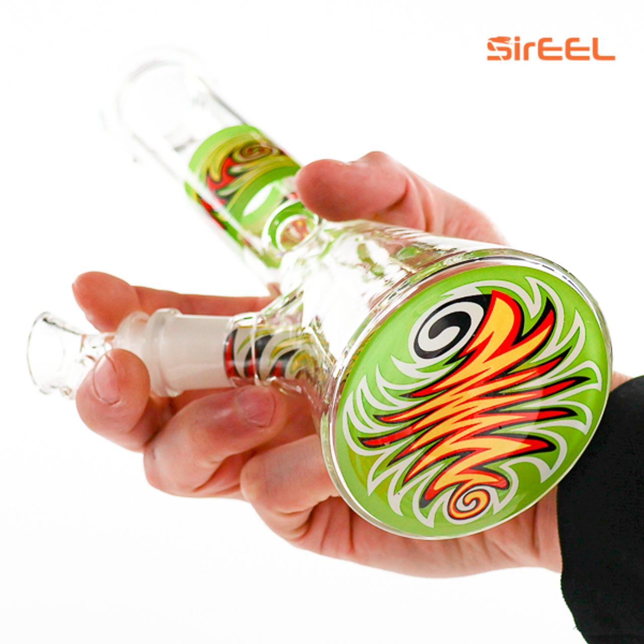 SirEEL - 10" 3-Section Wig-Wag Beaker Bong with Flower Bowl, Assorted Colors May Vary