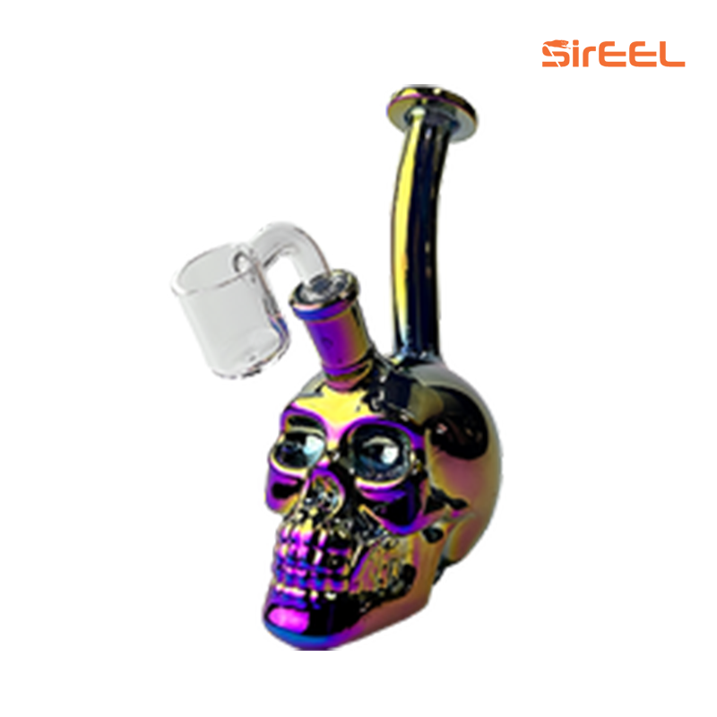 SirEEL - 6" Iridized Skull Shape Bong with Banger, Assorted Colors May Vary