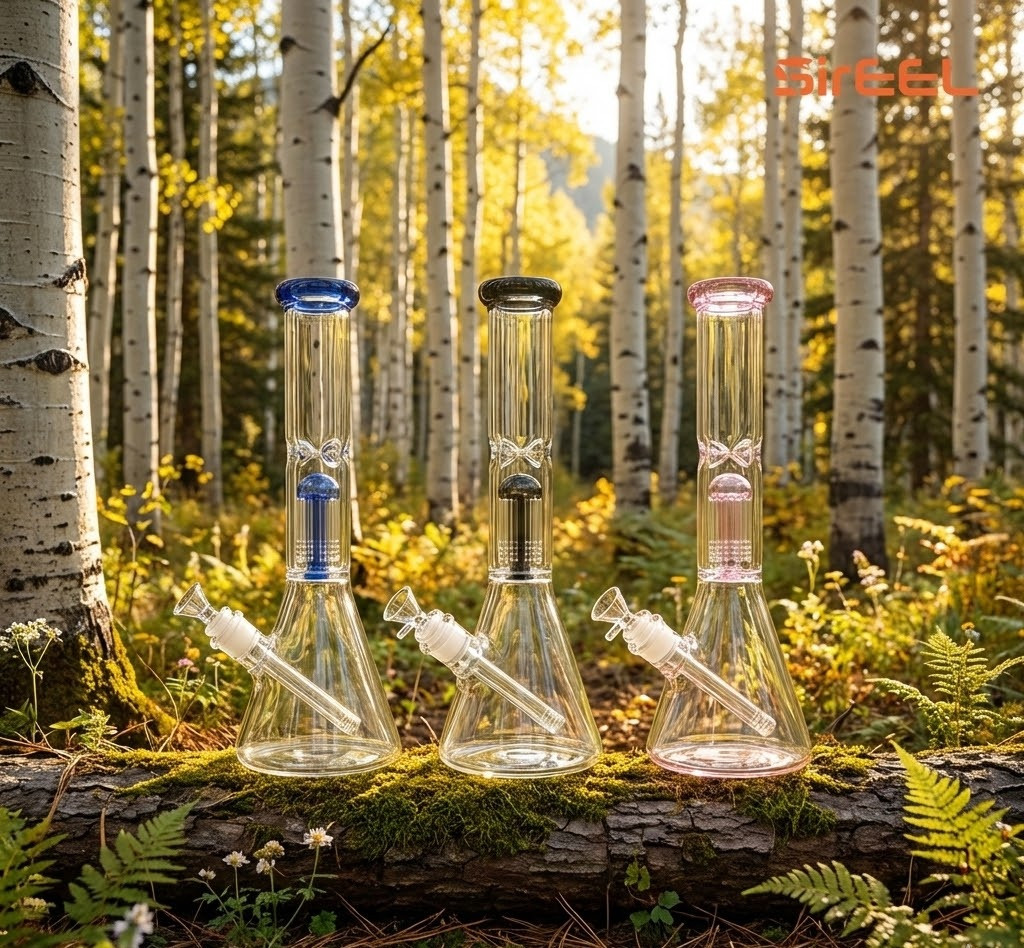 SirEEL - 14" 6-Arm Tree Perc Beaker Bong with Flower Bowl, Assorted Colors May Vary (Generated with AI which can make mistakes)