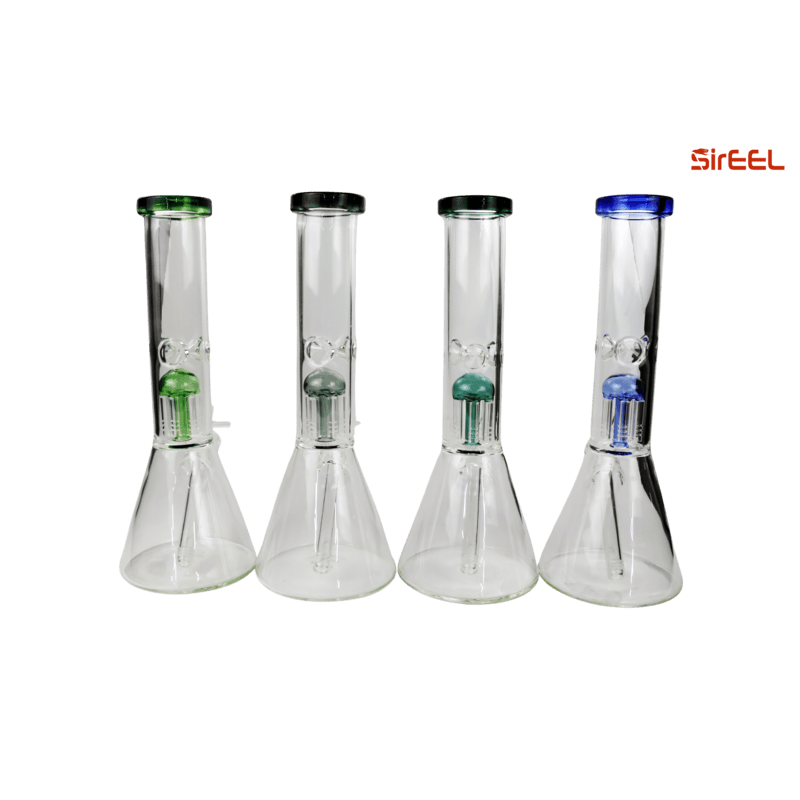 SirEEL - 14" 6-Arm Tree Perc Beaker Bong with Flower Bowl, Assorted Colors May Vary