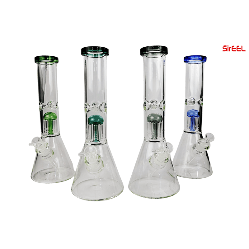 SirEEL - 14" 6-Arm Tree Perc Beaker Bong with Flower Bowl, Assorted Colors May Vary