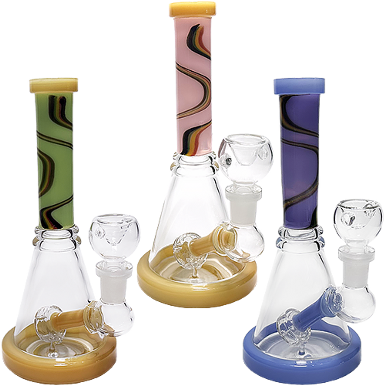 LuvBuds - 8" Wig Wag Neck Shower Perc Beaker Bong, Assorted Colors May Vary LuvBuds - 8" Wig Wag Neck Shower Perc Beaker Bong, Assorted Colors May Vary