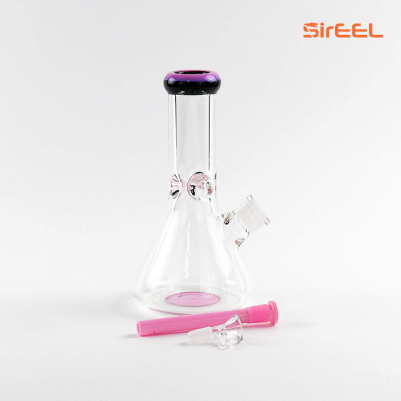 10" SirEEL Color Accent Beaker Bong with Flower Bowl | Pink