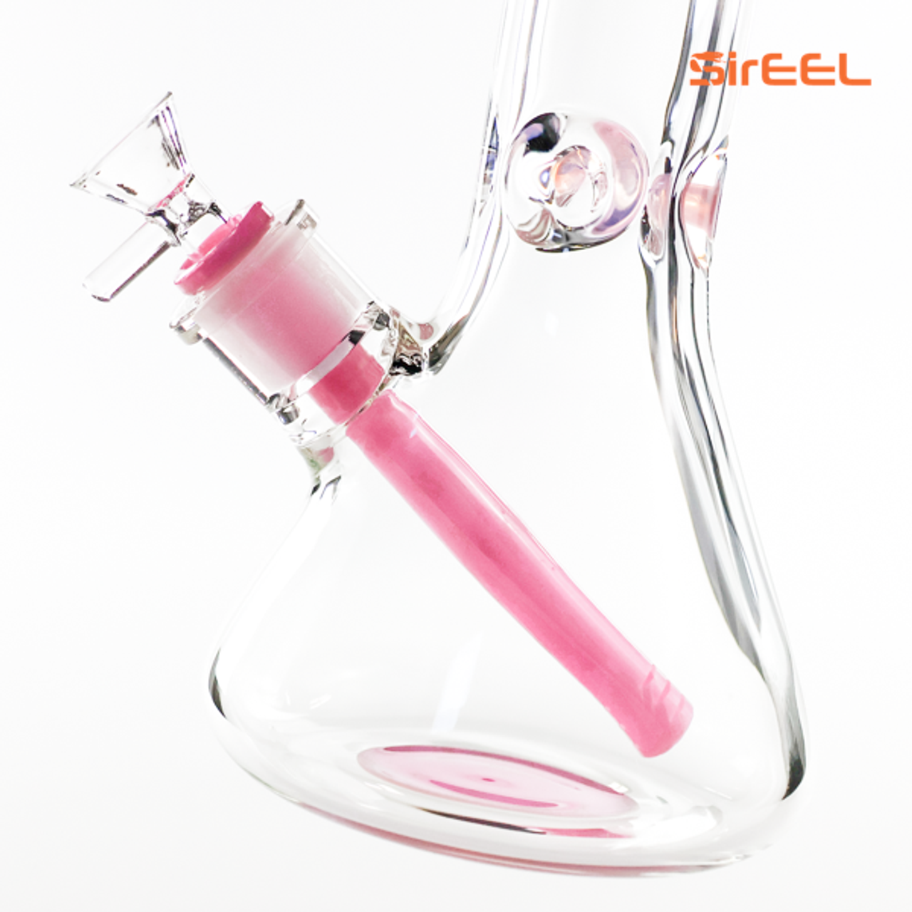 10" SirEEL Color Accent Beaker Bong with Flower Bowl | Pink