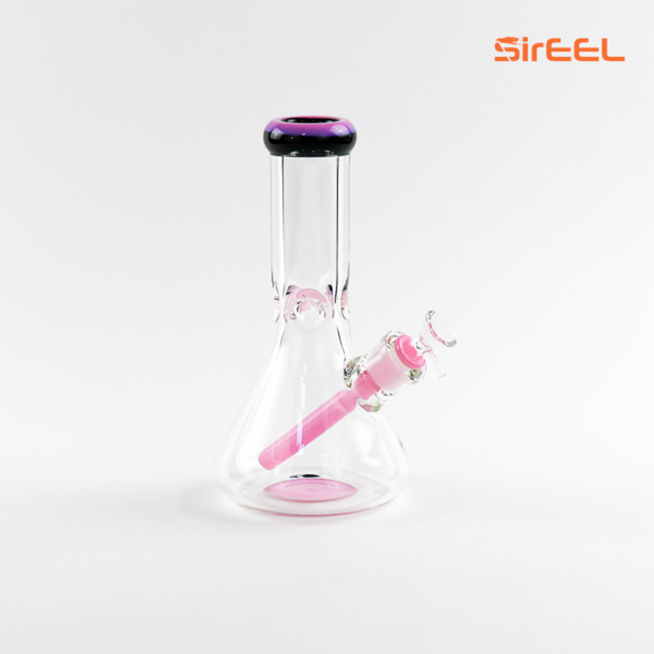 10" SirEEL Color Accent Beaker Bong with Flower Bowl | Pink