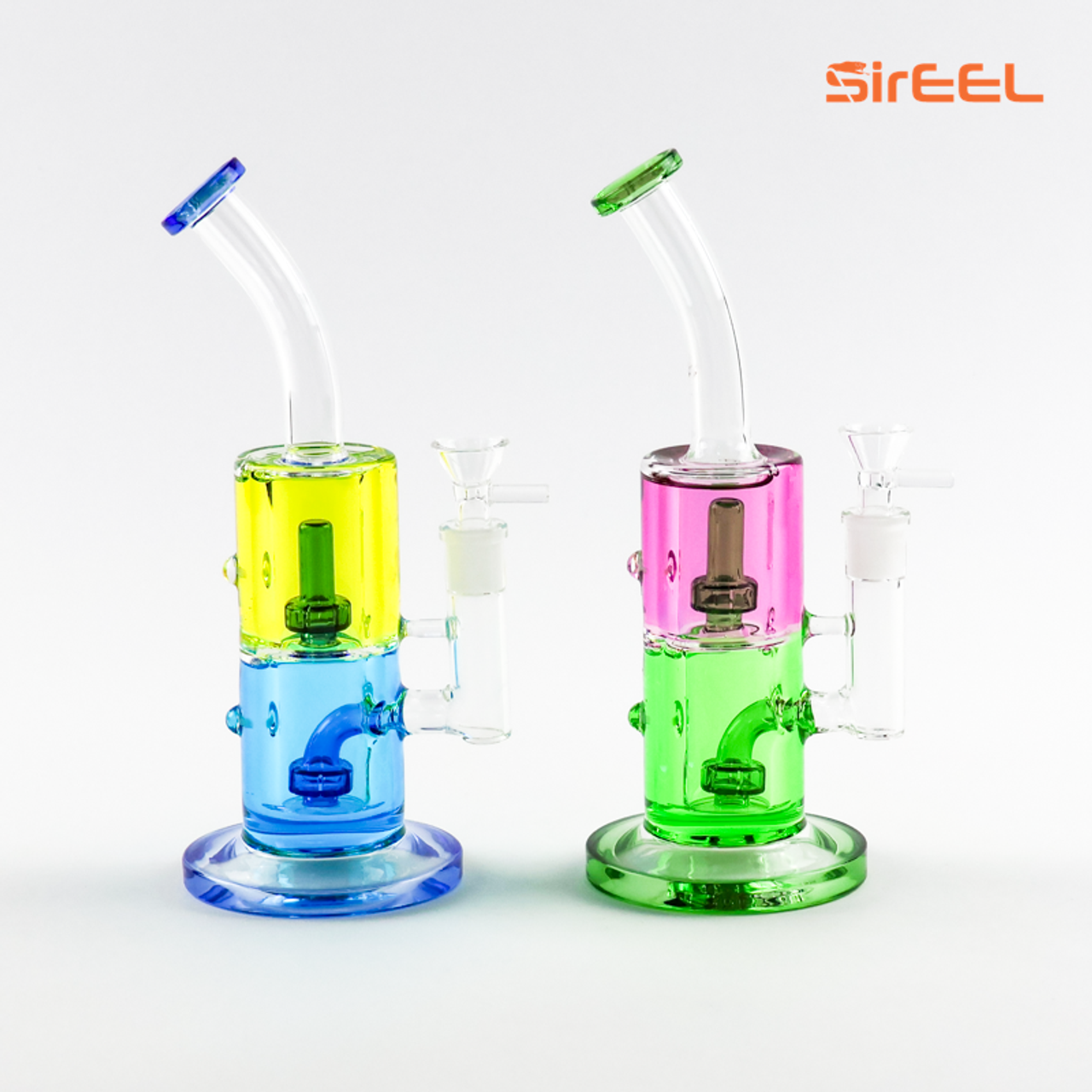 11" SirEEL Two Tone Glycerin Shower Perc Bong with Flower Bowl | Assorted Colors