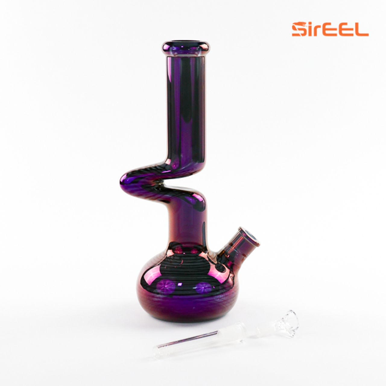 14" SirEEL Electroplated Zong Shaped Bong with Flower Bowl | Assorted Colors