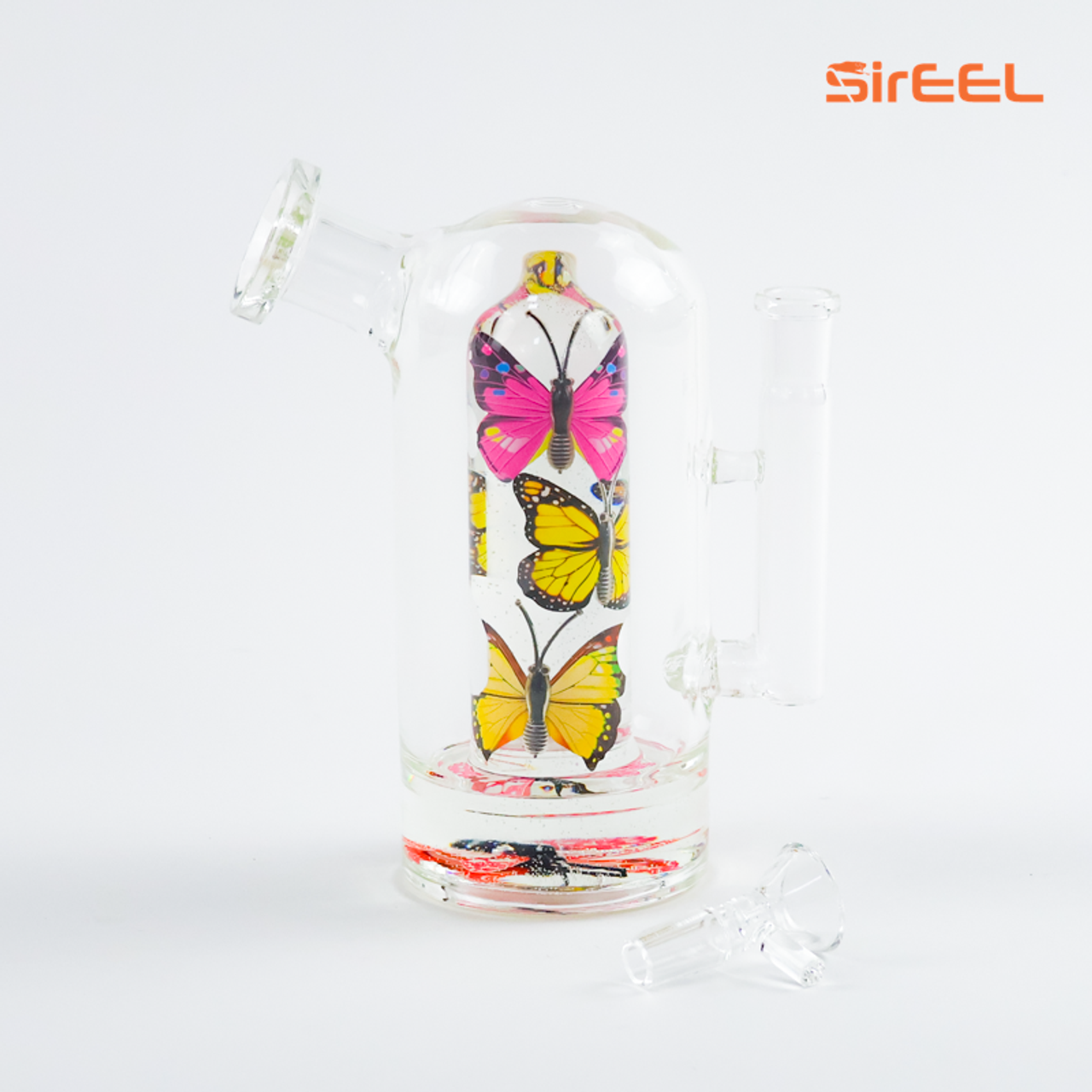 7" SirEEL Butterfly Bliss Glycerin Bong with Flower Bowl | Assorted Colors