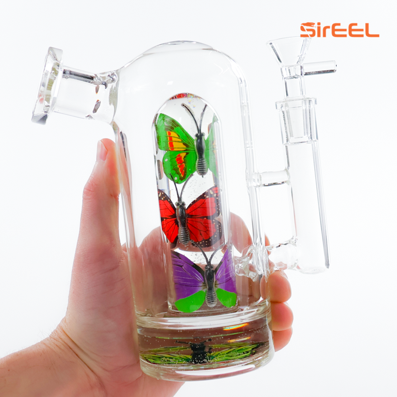 7" SirEEL Butterfly Bliss Glycerin Bong with Flower Bowl | Assorted Colors