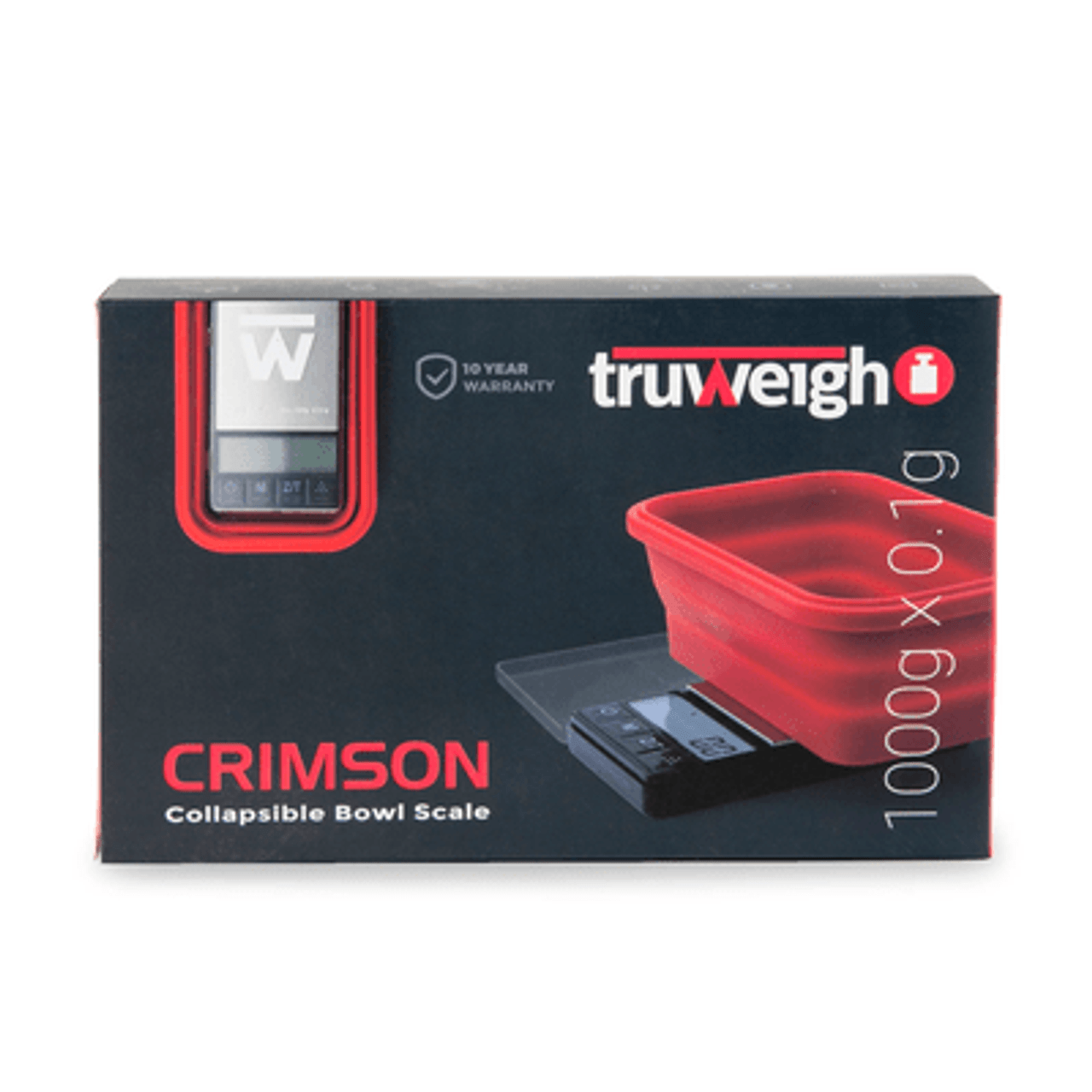 Truweigh Crimson Collapsible Bowl Scale - 1000g x 0.1g Black/Red Bowl