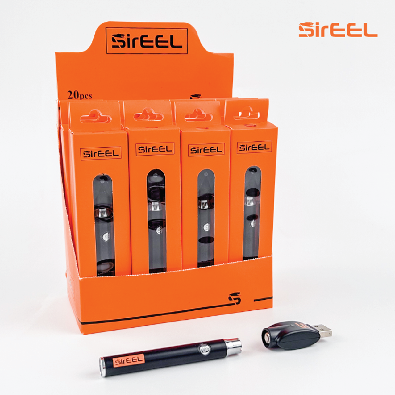 SirEEL Flashlight 350mAh w/ Preheat Variable Voltage Battery & 510 Thread USB Charger | Black Color | 20 Unit POP