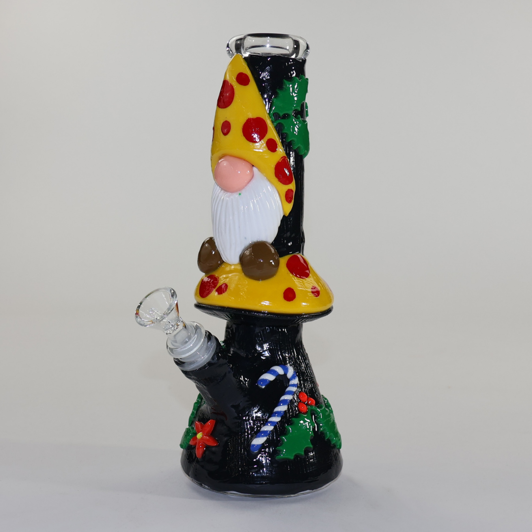 LuvBuds - 10" Christmas Mushroom Elf Bong with Flower Bowl, Assorted Colors May Vary