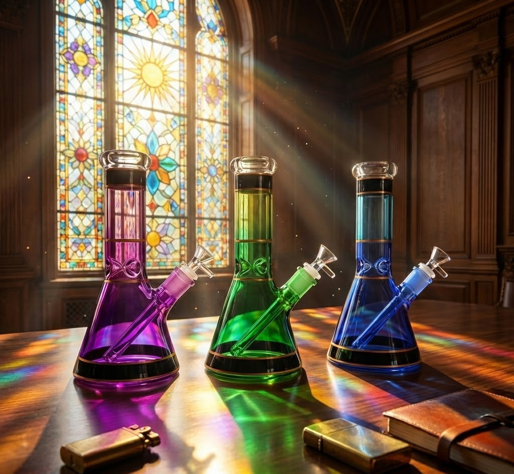 SirEEL - 10" Stained Glass Beaker Water Pipe with Bowl, Assorted Colors May Vary (Generated with AI which can make mistakes)