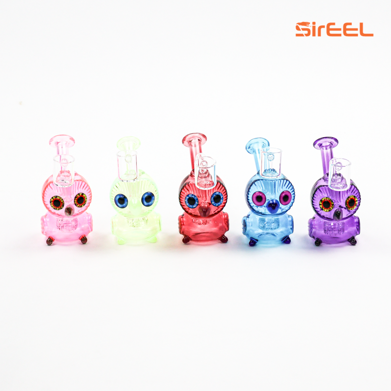 SirEEL - 4" Owlchemist Concentrates Rig with Banger, Assorted Barn Blaze Colors