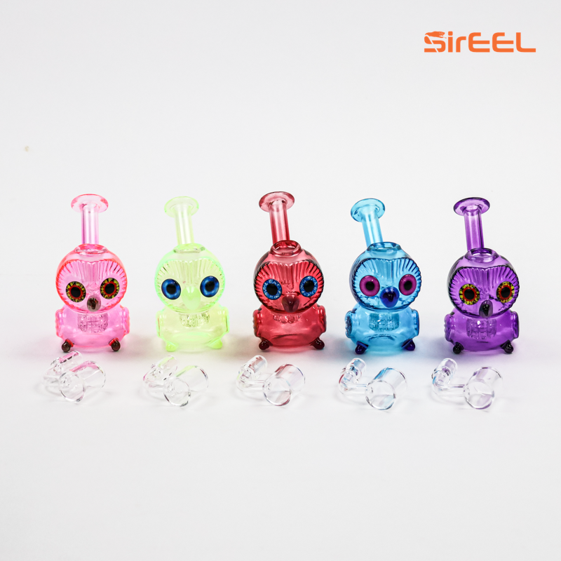 SirEEL - 4" Owlchemist Concentrates Rig with Banger, Assorted Barn Blaze Colors