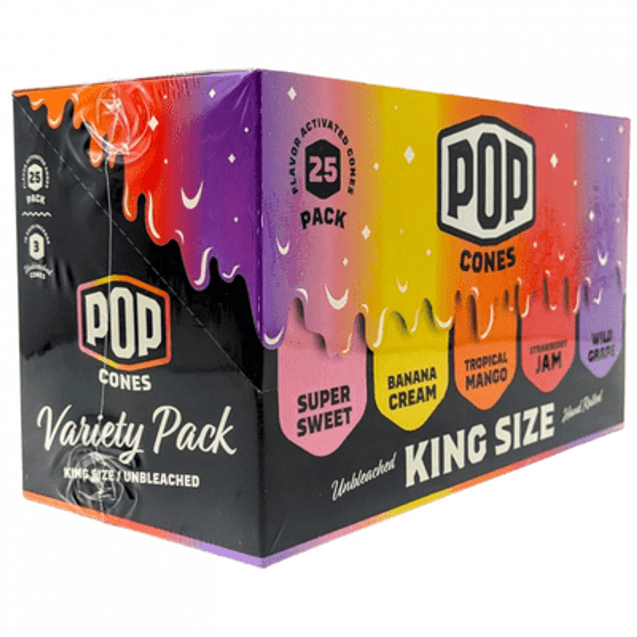 Pop Cones UNBLEACHED King Size Pre-Rolled Retail Cones | Variety Pack