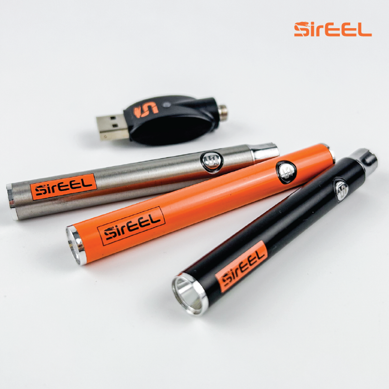 SirEEL Flashlight 350mAh Preheat Variable Voltage Battery & USB Charger | Silver Color | 20 Unit POP