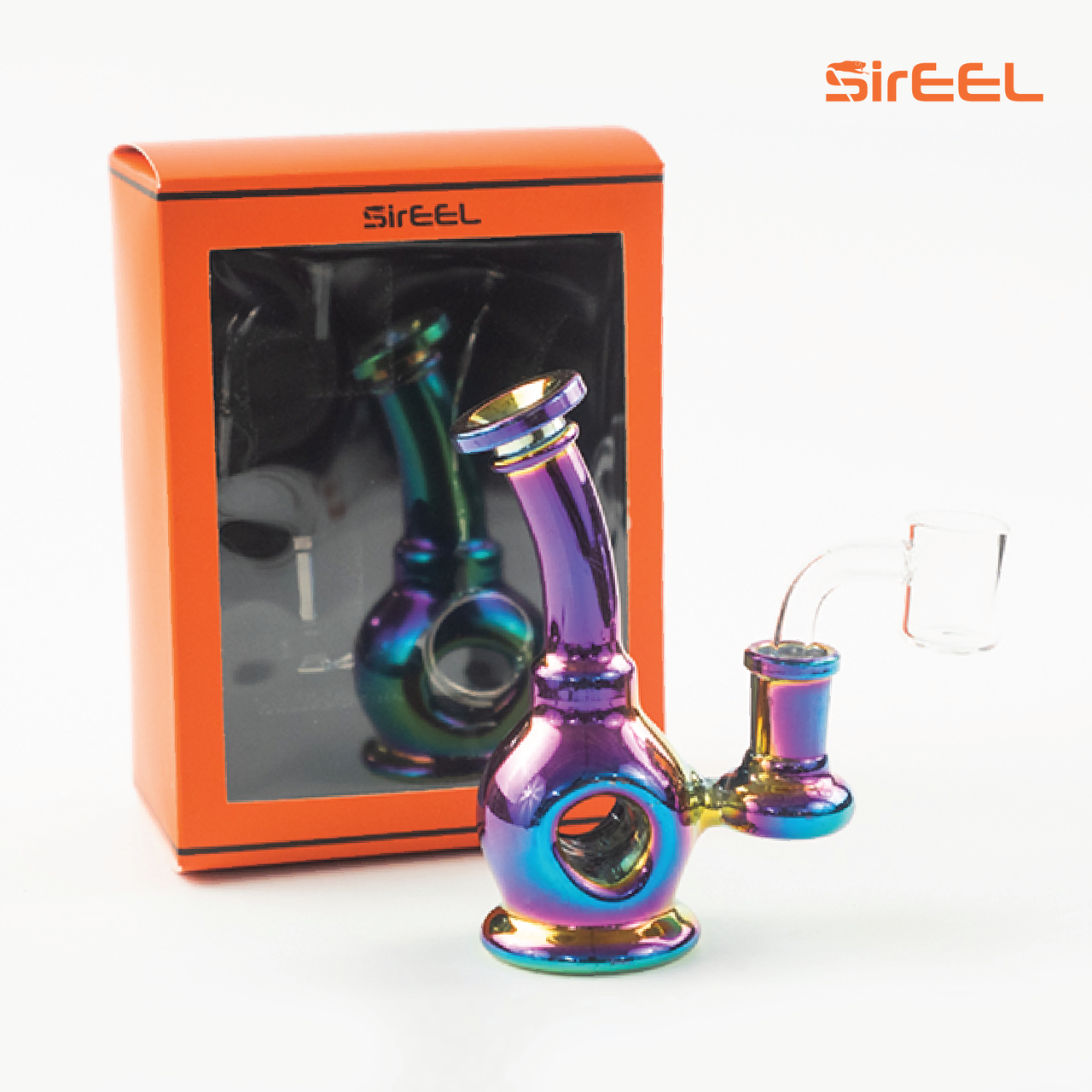 5" SirEEL Iridized Donut Mini Rig | 14mm Quartz Banger Included | Retail Packaging