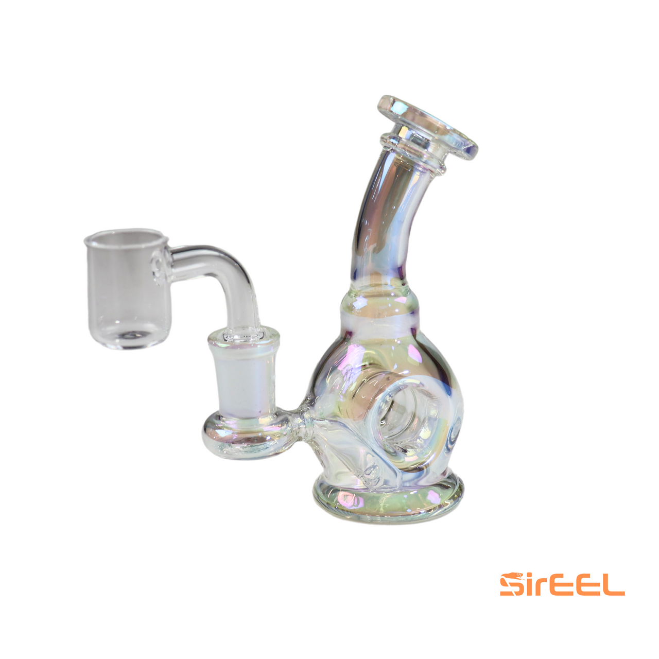 SirEEL - 5" Iridized Hypno Hoop Mini Rig, 14mm Quartz Banger Included, Retail Packaging, Assorted Colors May Vary