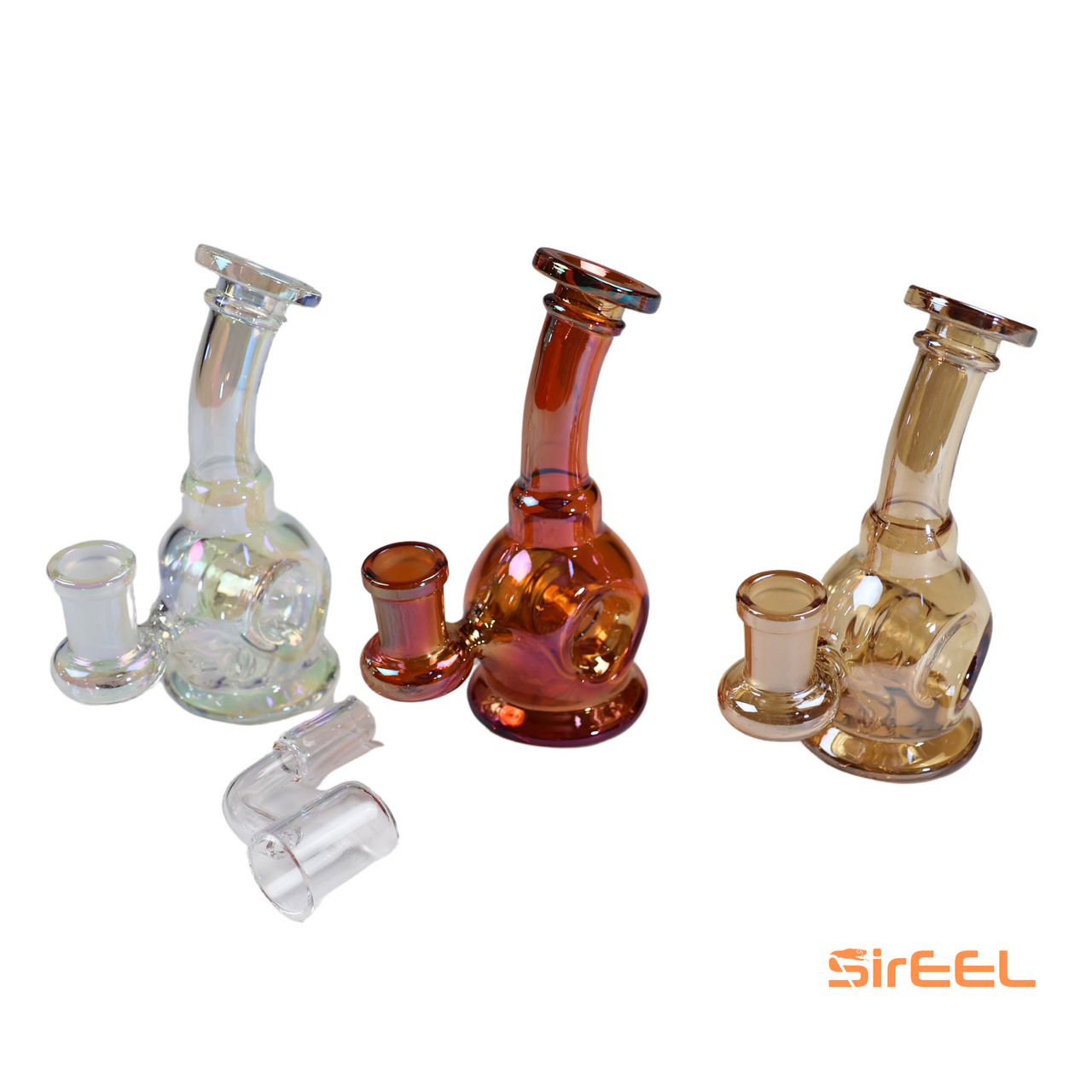 SirEEL - 5" Iridized Hypno Hoop Mini Rig, 14mm Quartz Banger Included, Retail Packaging, Assorted Colors May Vary