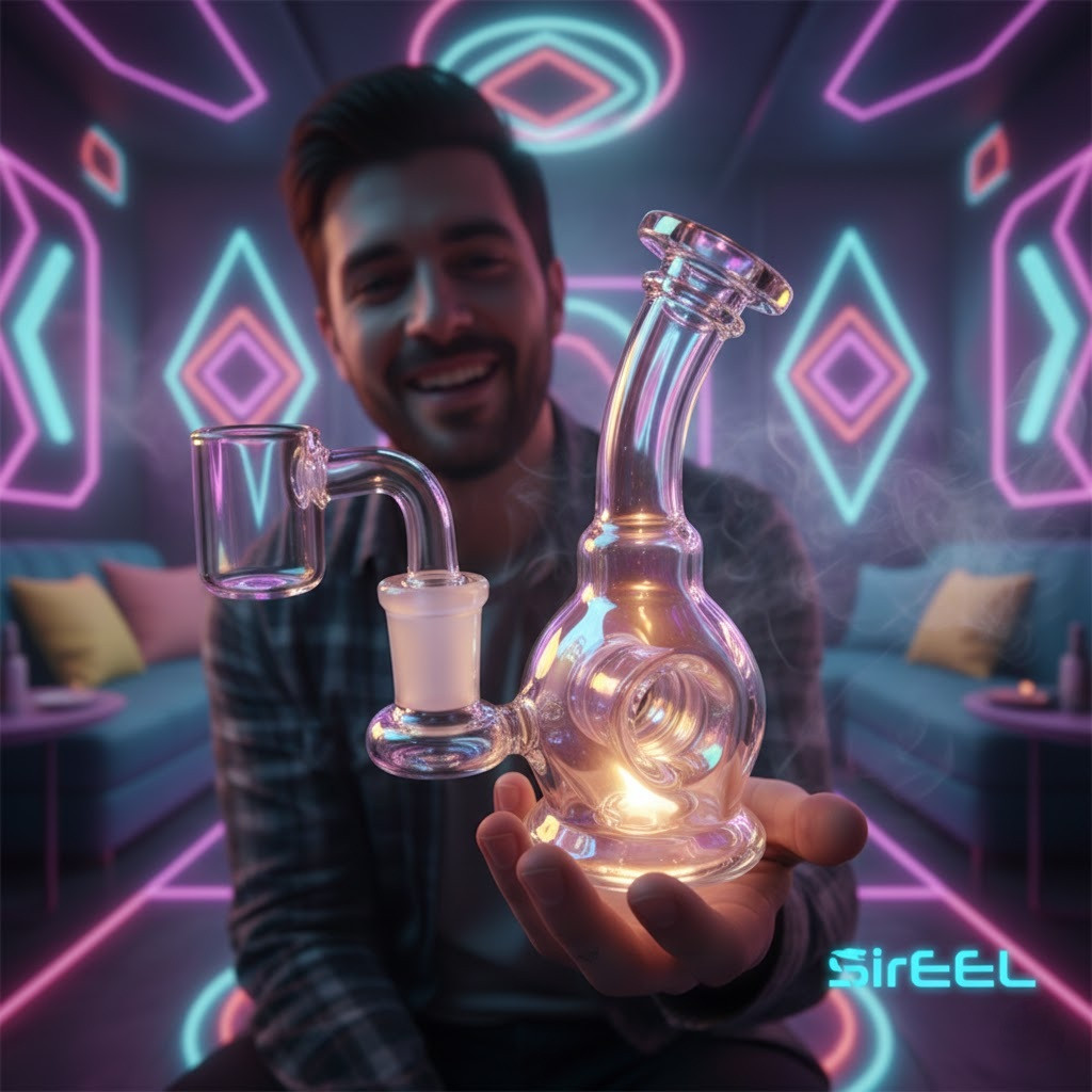 SirEEL - 5" Iridized Hypno Hoop Mini Rig, 14mm Quartz Banger Included, Retail Packaging, Assorted Colors May Vary (Generated with AI which can make mistakes)