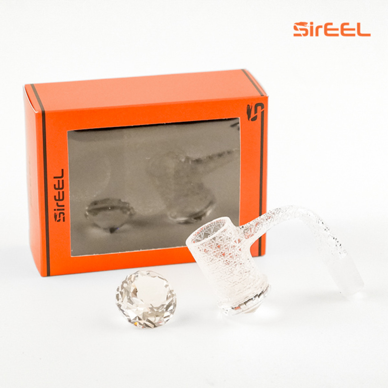 SirEEL Etched Quartz Banger with Facet Diamond Bottom | 14mm Male | Retail Packaging