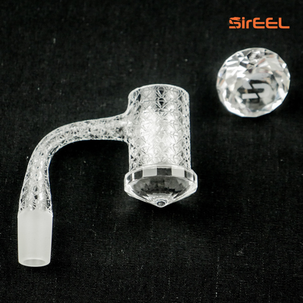 SirEEL Etched Quartz Banger with Facet Diamond Bottom | 14mm Male | Retail Packaging