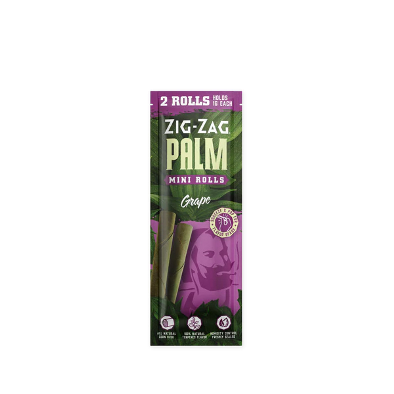 Zig-Zag Mini Palm Rolls Carton | 15ct | 2pk | Grape