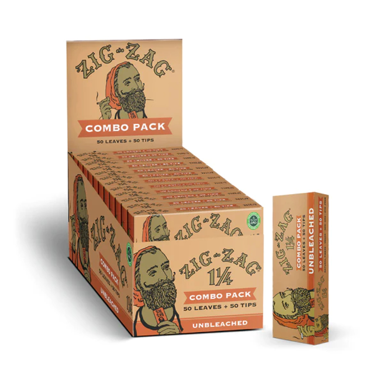 Zig-Zag Combo Pack 1 1/4 Unbleached Carton | 24ct | 50 Papers and Tips