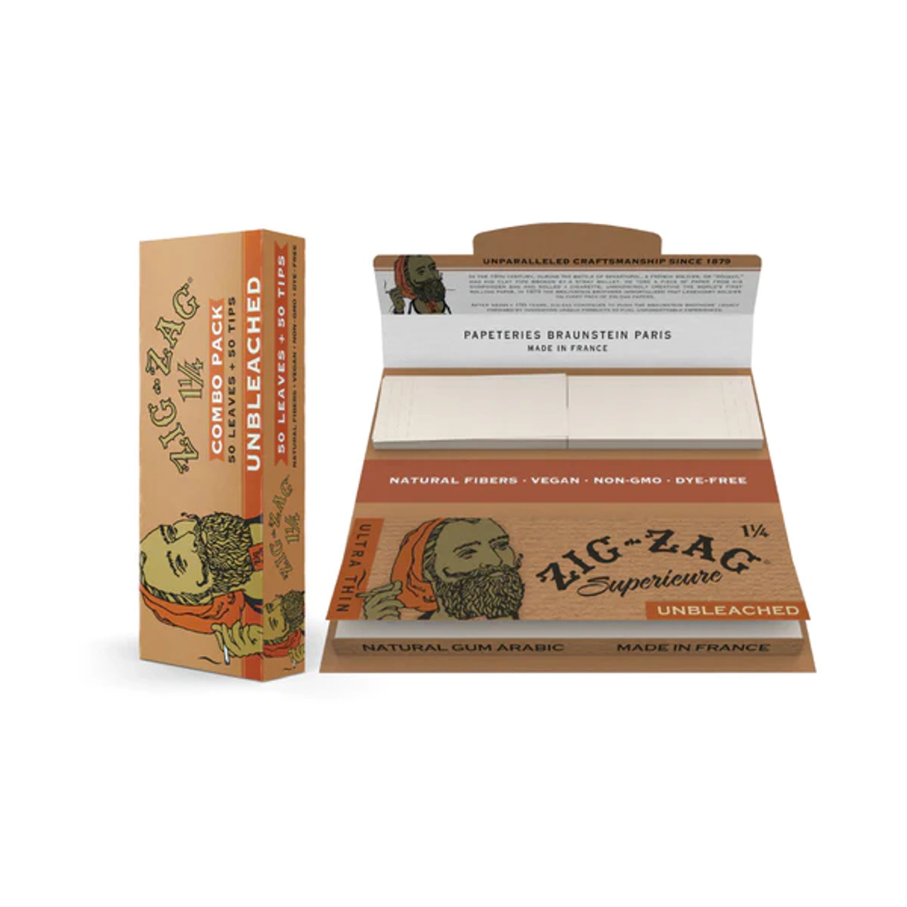 Zig-Zag Combo Pack 1 1/4 Unbleached Carton | 24ct | 50 Papers and Tips