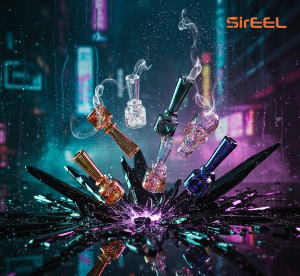 SirEEL - 4.5" Iridized Stacked Geometric Hand Pipe, Assorted Colors May Vary (Generated with AI which can make mistakes)