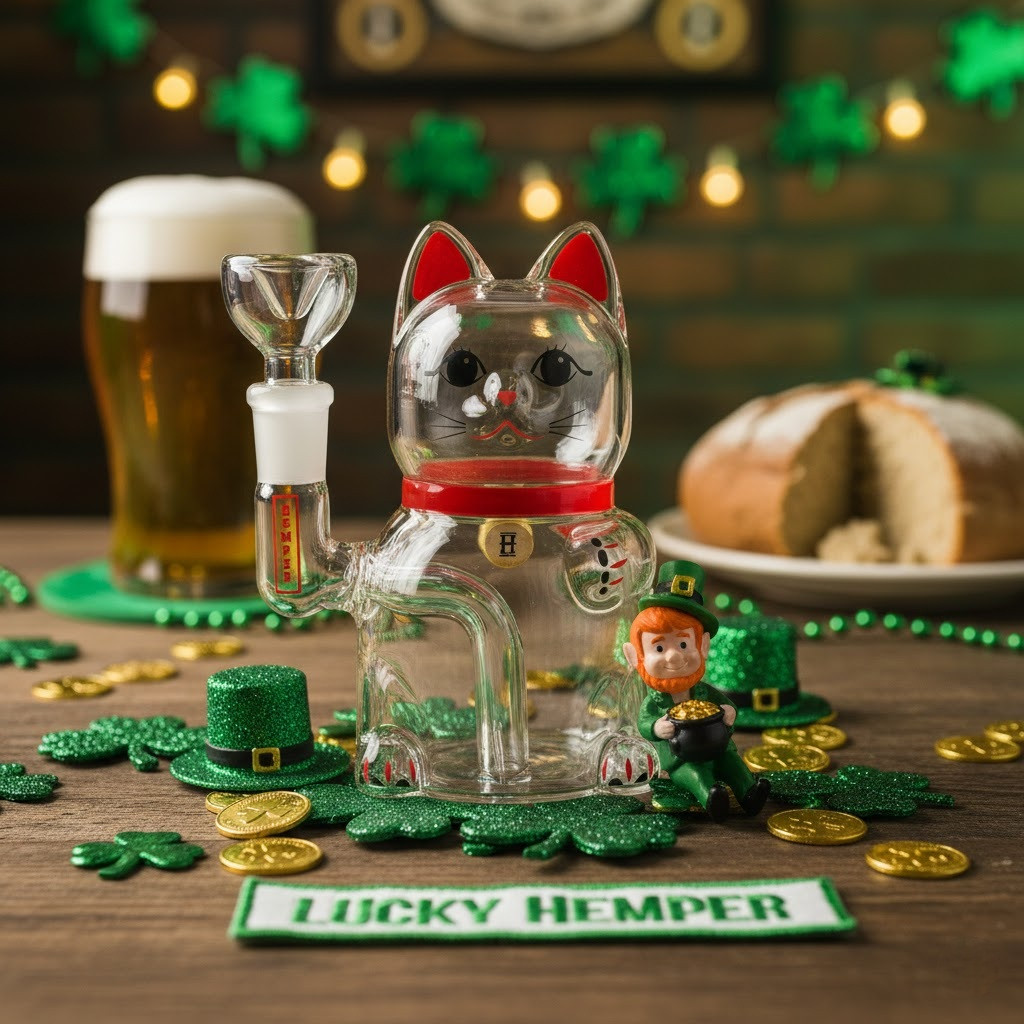 Hemper - 5" Lucky Money Cat Bong/Water Pipe, Comes with a Flower Bowl (Generated with AI which can make mistakes)