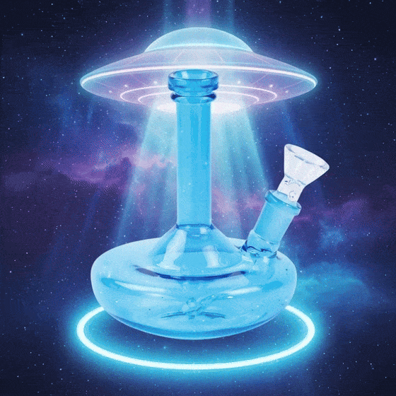 SirEEL - 6" Wide Base Beaker UFO Bong with Flower Bowl, Assorted Colors May Vary (Generated with AI which can make mistakes)