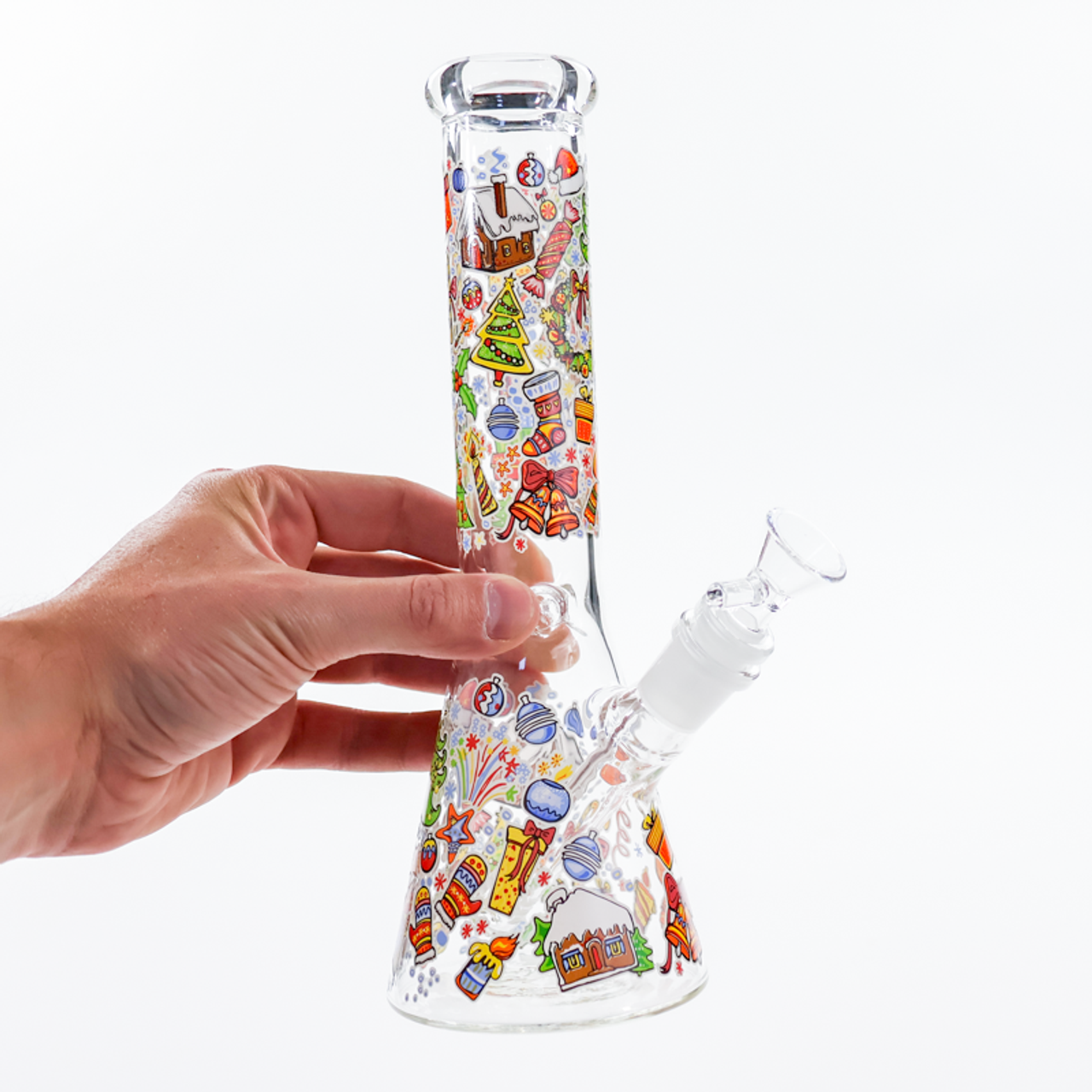 LuvBuds - 10" Baked On Holiday Beaker Bong with Flower Bowl, Assorted Colors May Vary