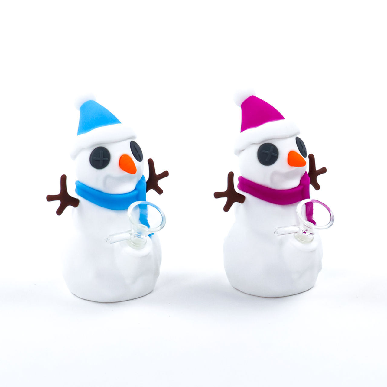 5.5" Silicone Snowman Bong with Flower Bowl | Assorted Colors