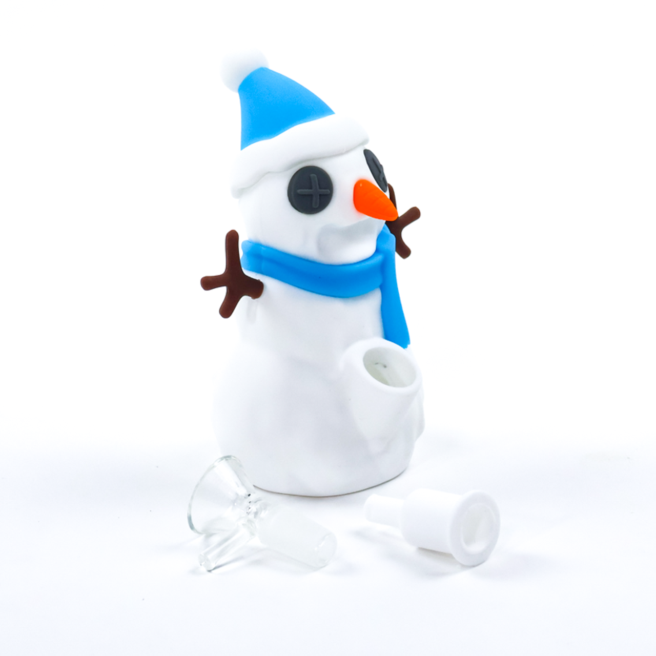 5.5" Silicone Snowman Bong with Flower Bowl | Assorted Colors