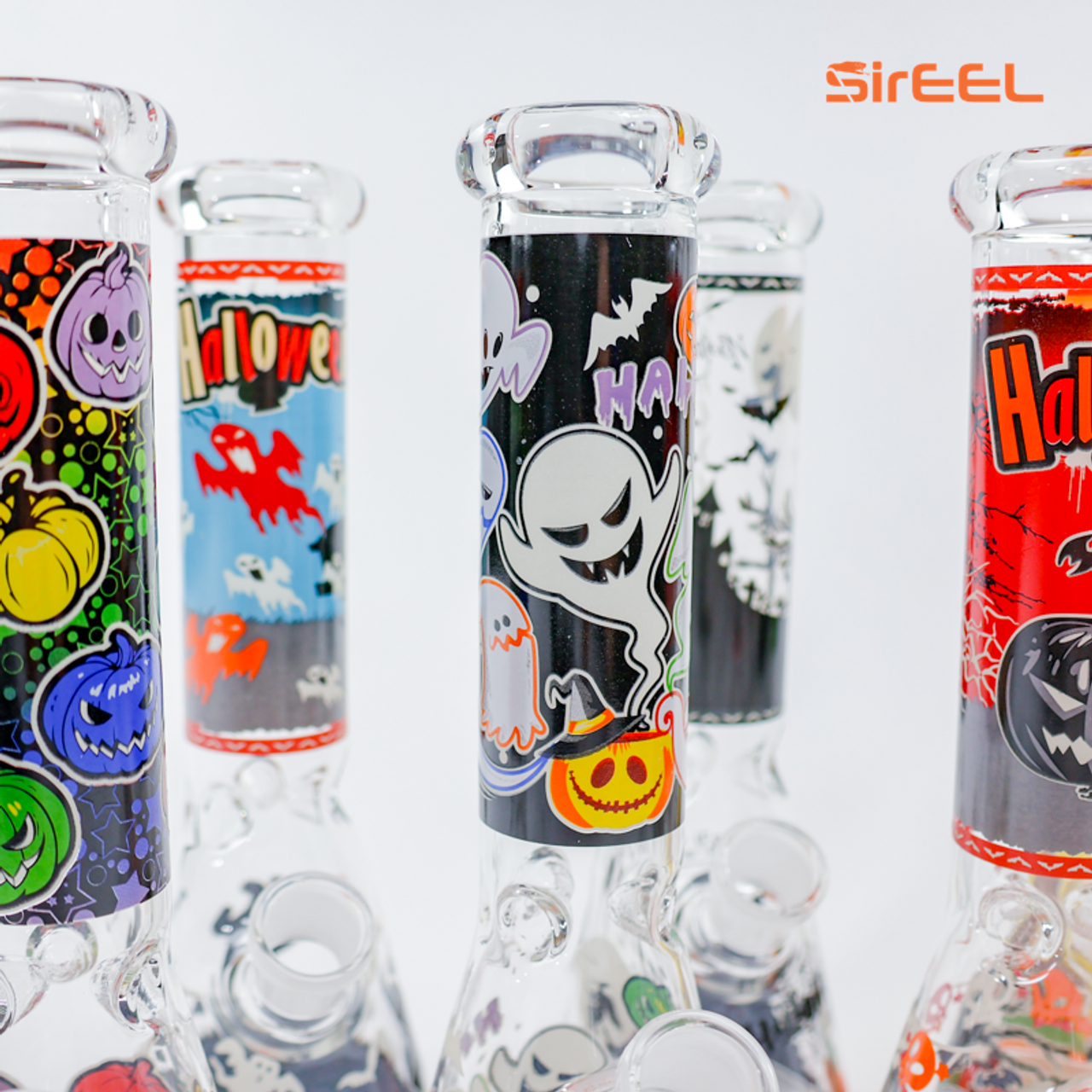 SirEEL - 10" Halloween Beaker Bong with Assorted Tube Designs and Flower Bowl, Assorted Colors May Vary