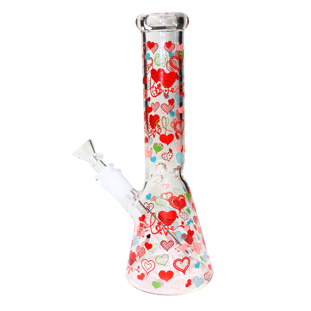 SirEEL - 10" Hearts and Roses Beaker Bong with Bowl, Hearts