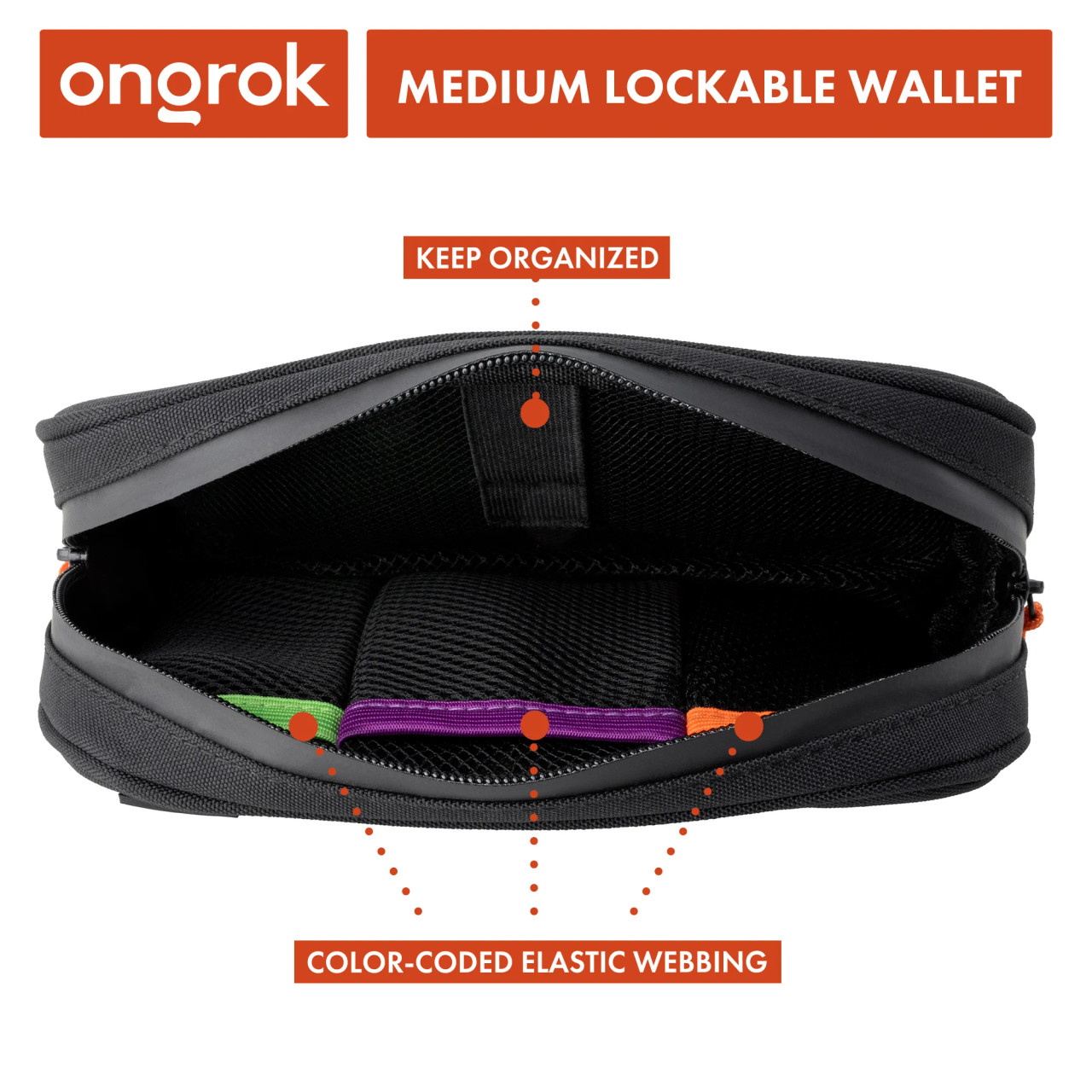 ONGROK - Smell Proof Carbon lined Wallet, Medium 5 x 8", Black