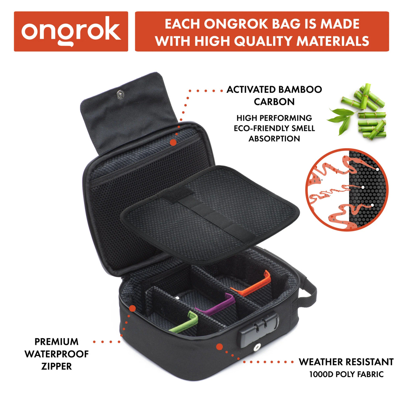 ONGROK - Smell Proof Carbon Lined Case, Large 10.5 x 19", Black