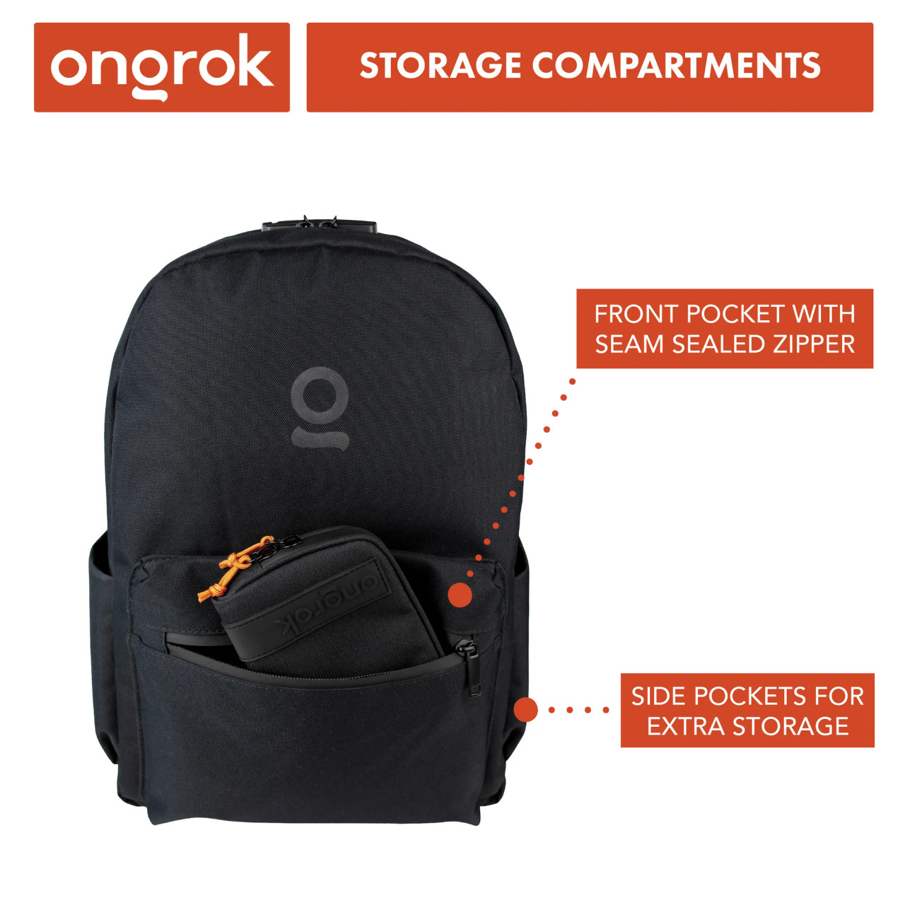 ONGROK - Smell Proof Carbon Lined Backpack, 11.5 x 16.5", Black