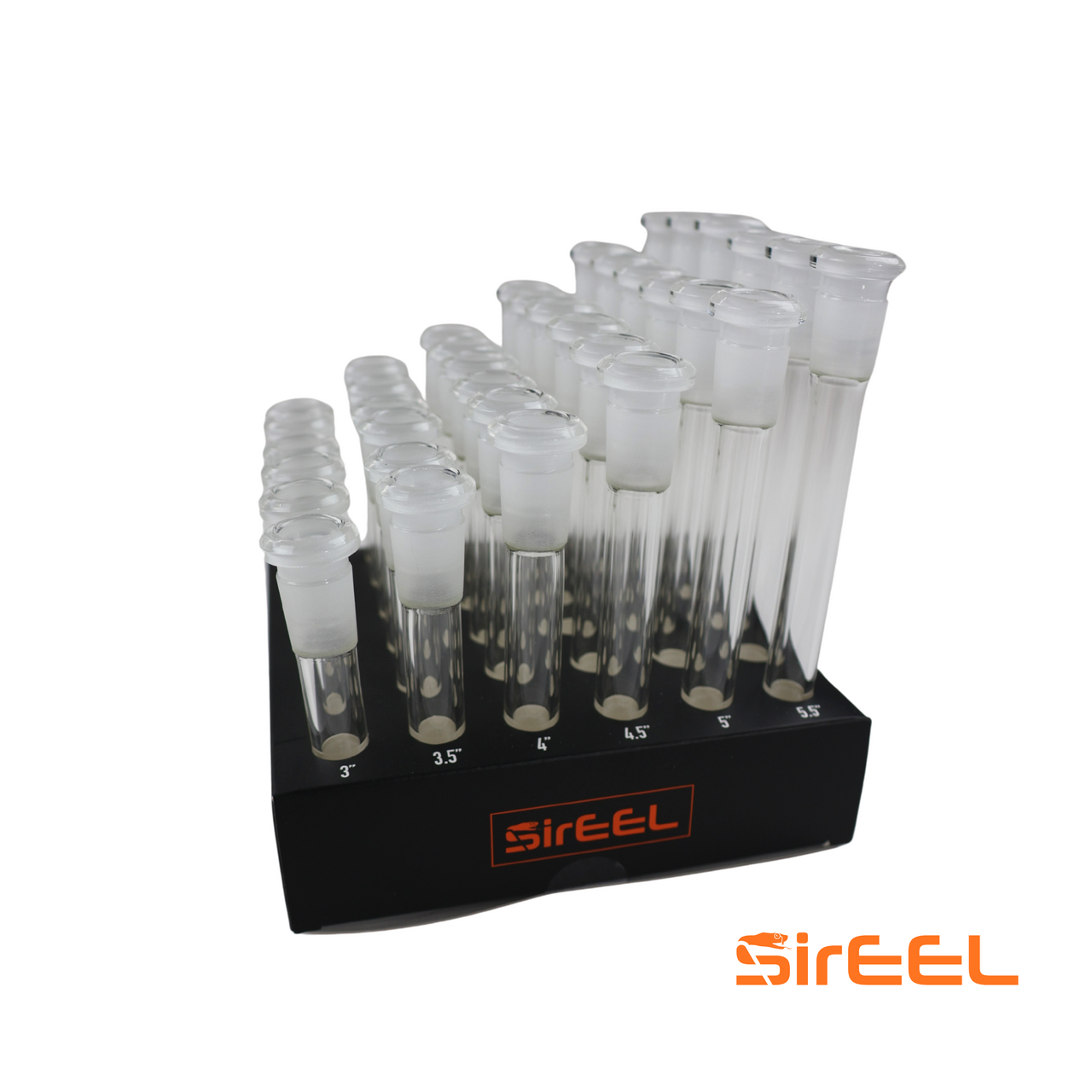 SirEEL - 36pc Assorted 19/14 Glass On Glass Downstem, Retail POP Display