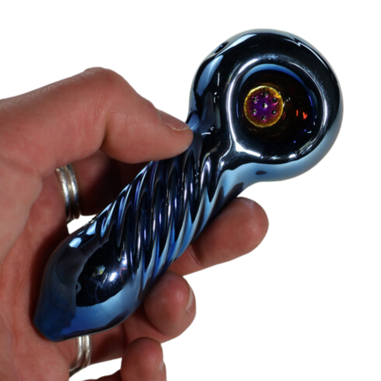 SirEEL - 4.5" Iridized Honeycomb Screen Spoon Pipe, BLUE